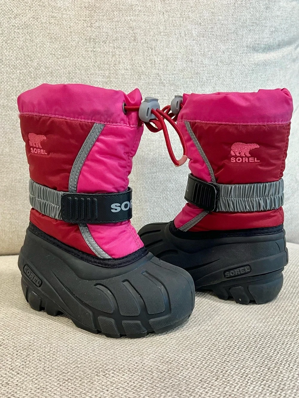Sorel Size 7 Toddler Girls Pink Winter Snow Boots Waterproof Insulated GUC